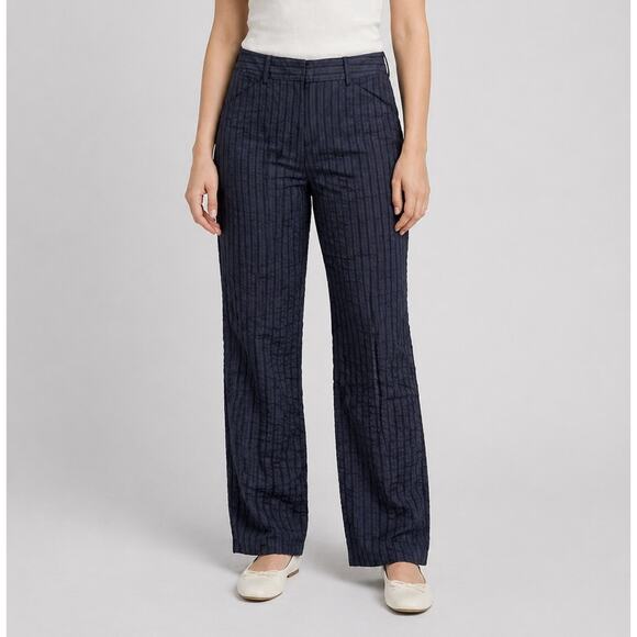 Charles Nolan Pants - Charles Nolan Dress Pants Womens 2 Blue Pinstripe Low Rise Trouser Y2K Career